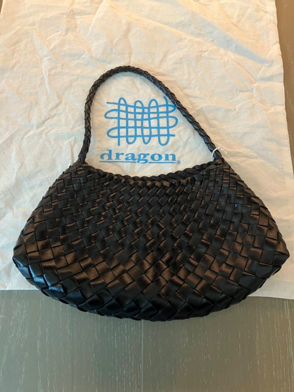 Dragon Diffusion Black Woven Leather Bag